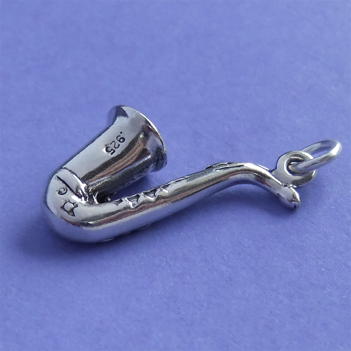 Sterling silver 3D saxophone pendant