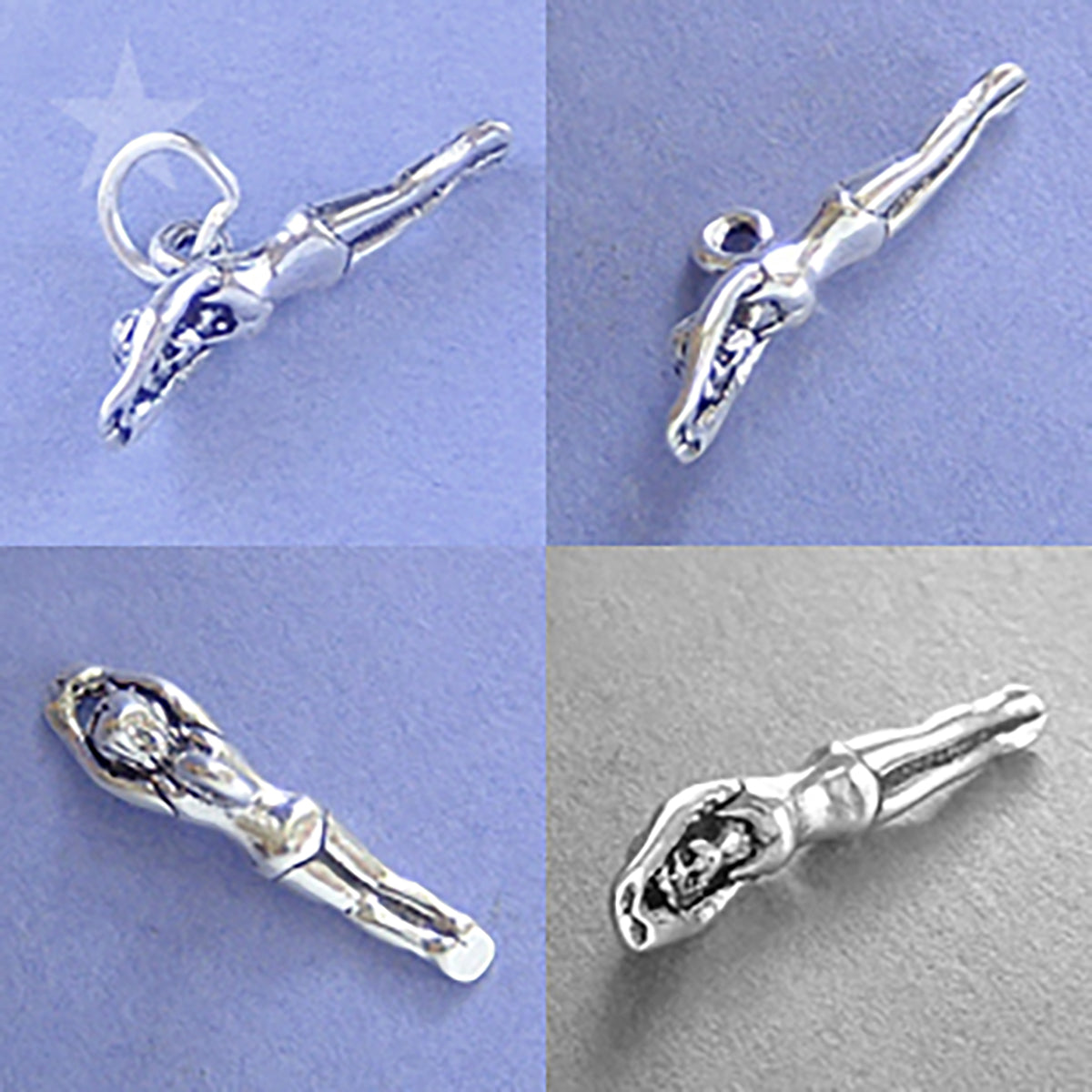 Sterling silver Diver Swimming charm