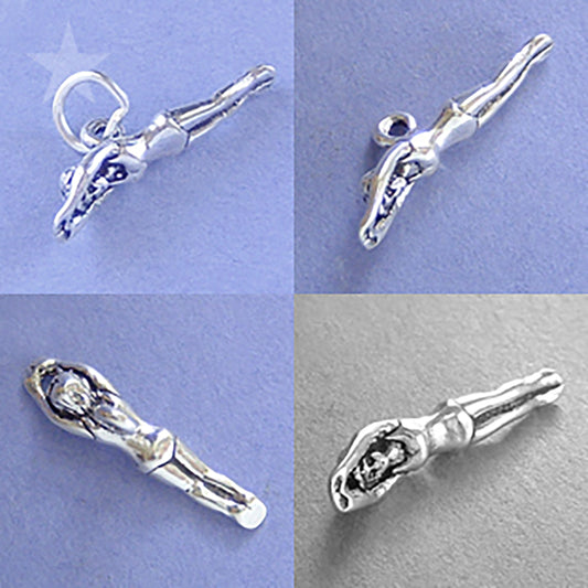 Sterling silver Diver Swimming charm