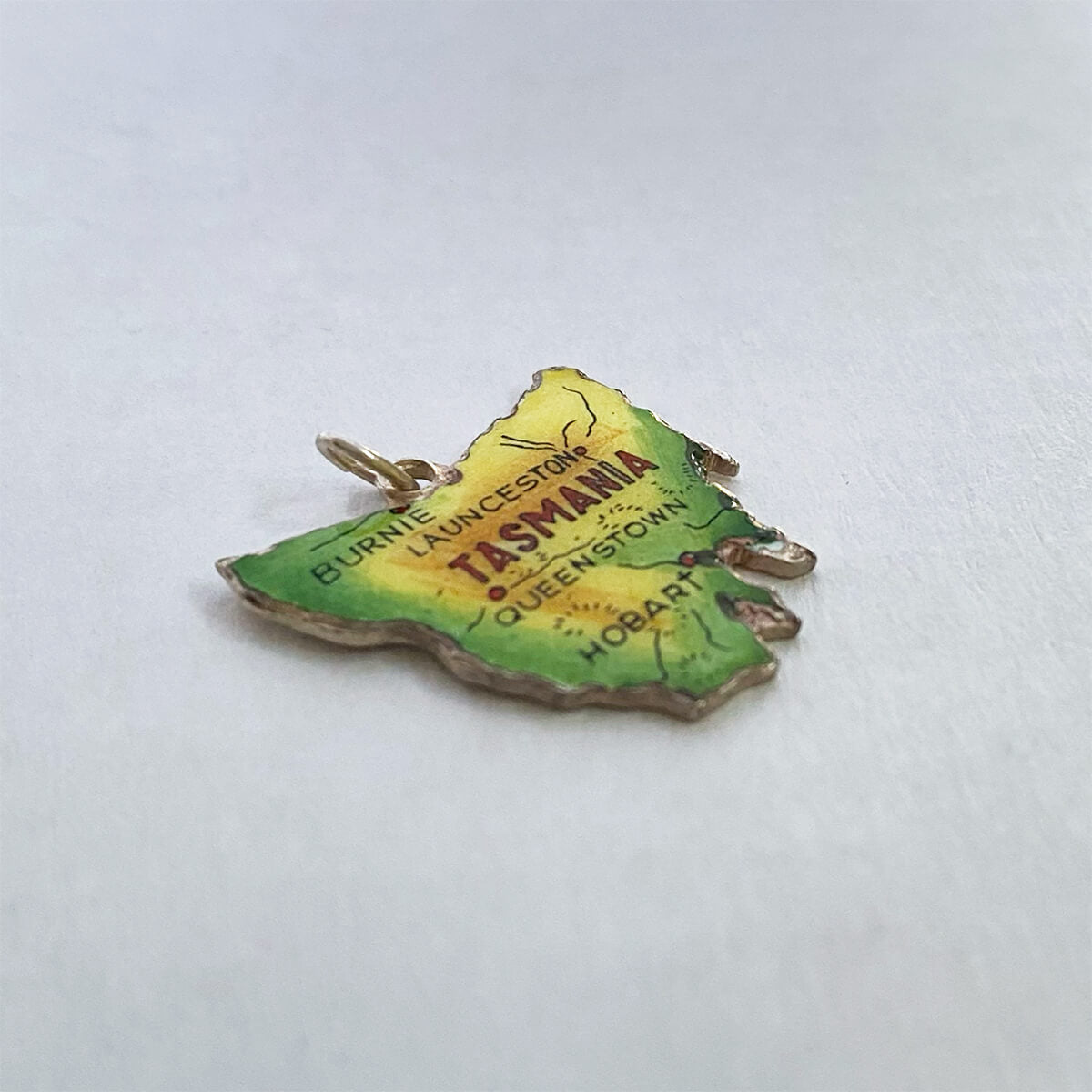 Vintage enamel Tasmania Australia map charm by REU