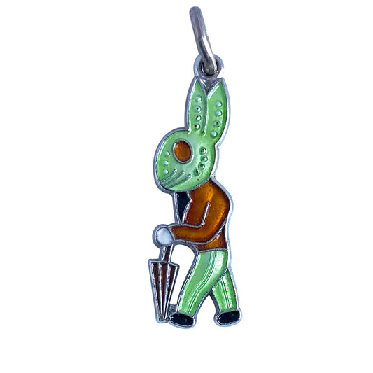 Wells Rabbit Charm sterling silver and green enamel pendant