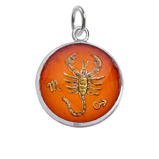 Vintage Reverse Crystal Intaglio Charm Scorpio Zodiac Pendant from Charmarama Charms