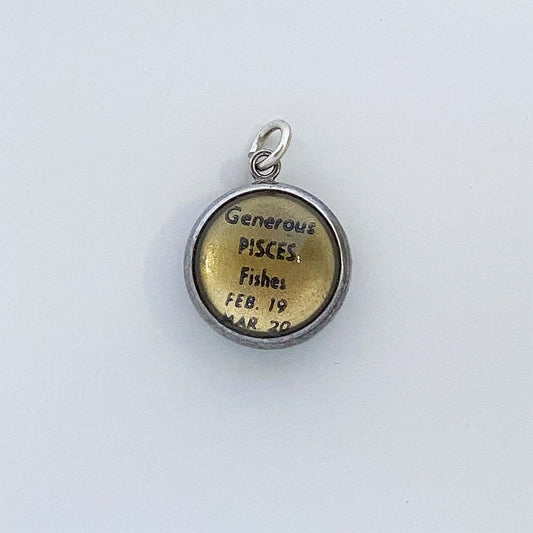 Vintage Essex Crystal Intaglio Charm Pisces Zodiac Pendant from Charmarama Charms
