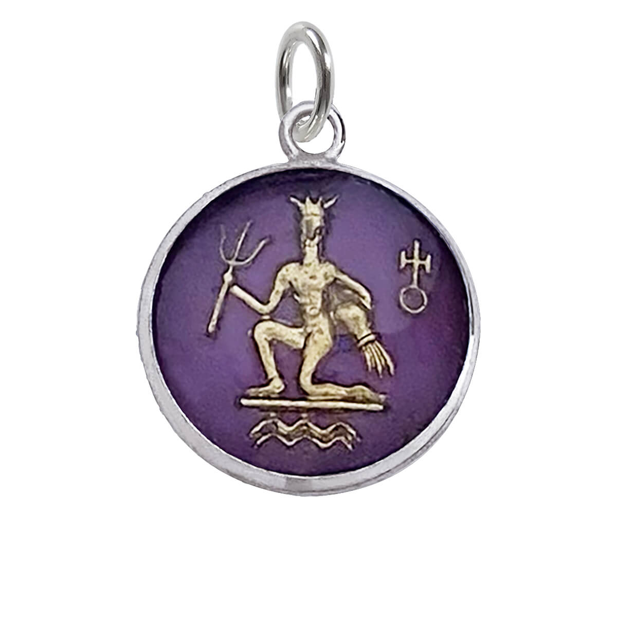 Vintage Reverse Crystal Intaglio Charm Aquarius the Water Carrier