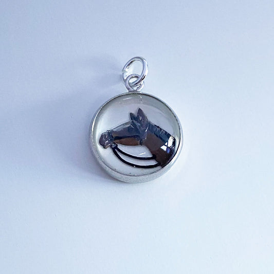 Vintage intaglio crystal horse charm sterling silver from Charmarama