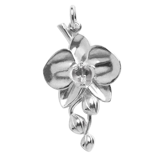 moth orchid flower charm in sterling silver