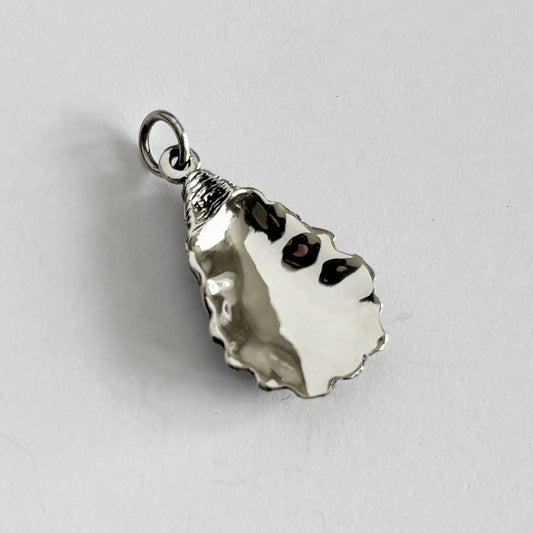 Sterling silver oyster shell charm reverse side