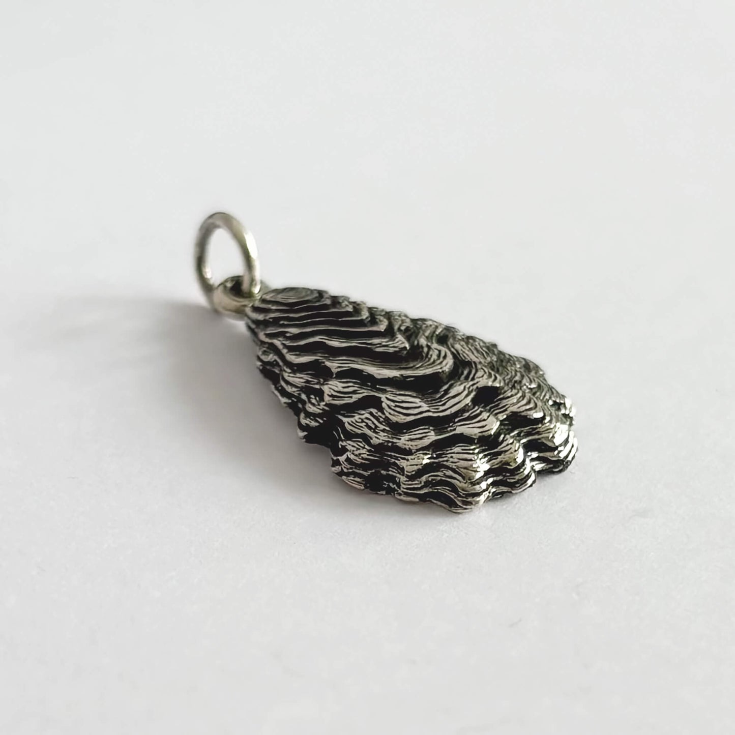 Sterling silver oyster shell pendant