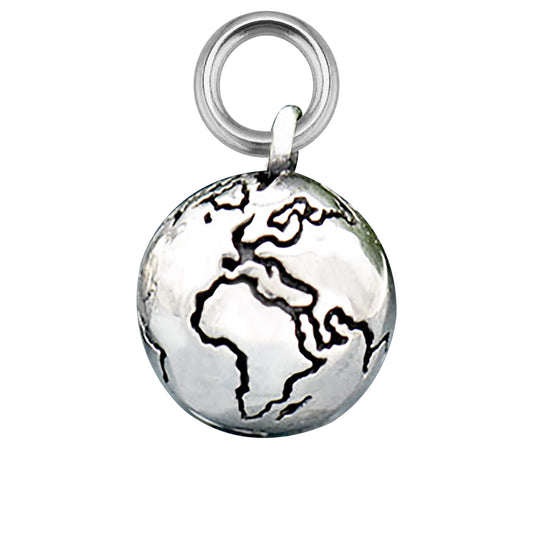 Sterling silver planet earth charm
