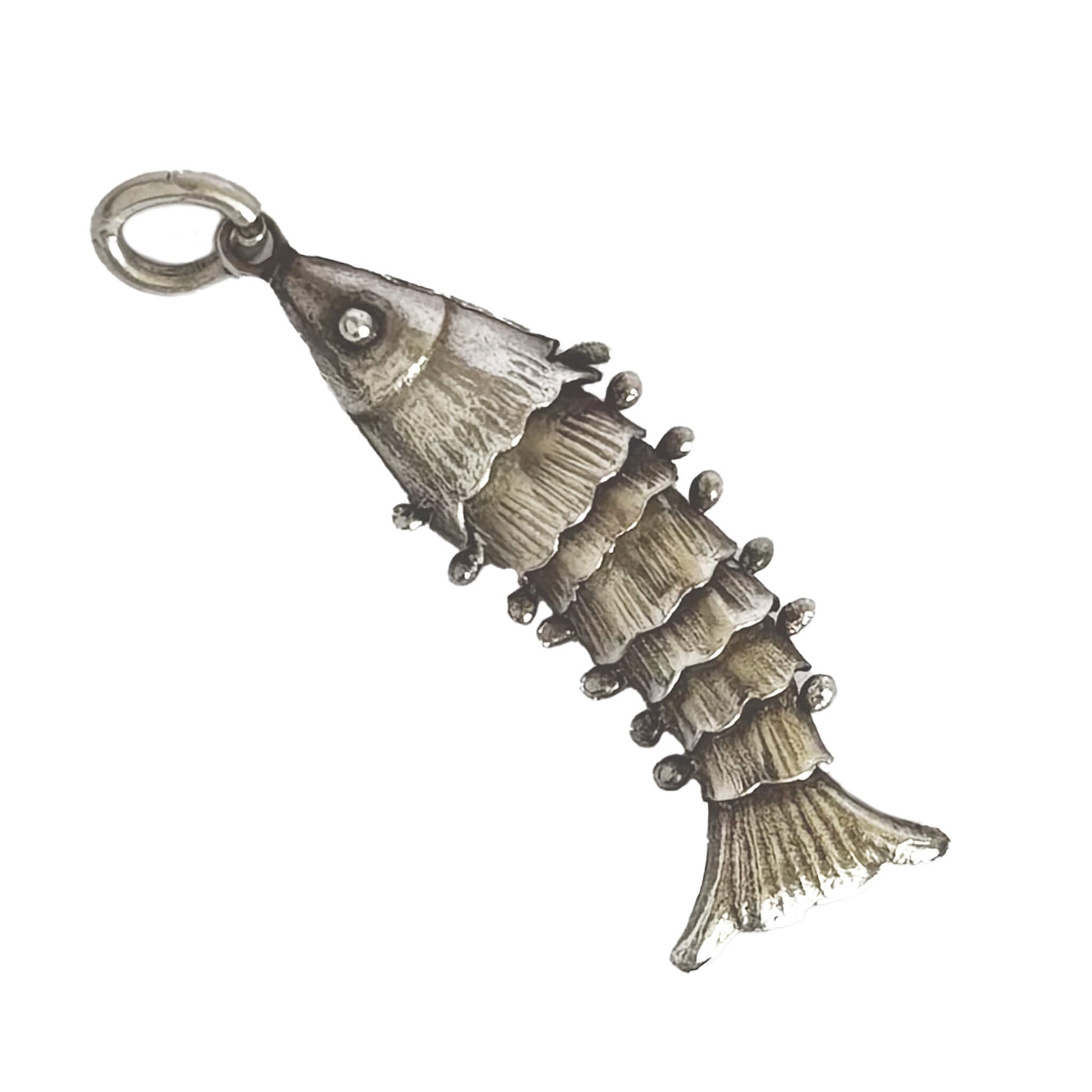 silver articulated fish charm
