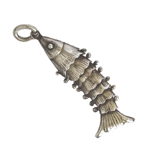 silver articulated fish charm