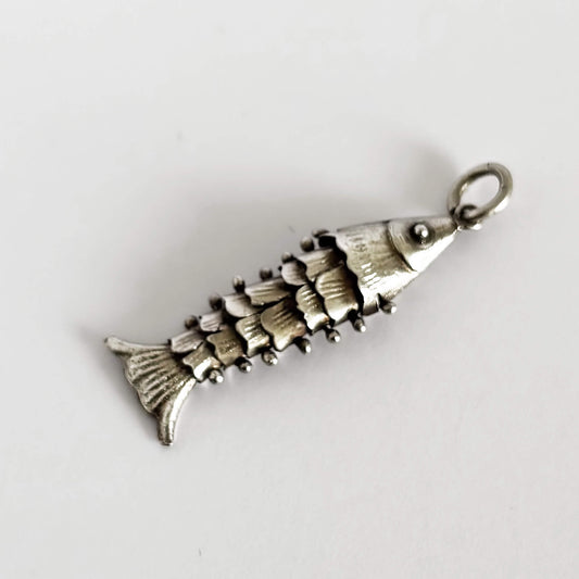 silver articulated fish pendant