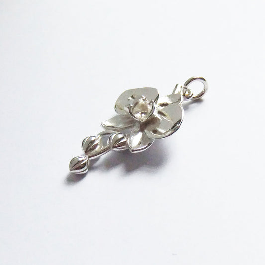 moth orchid flower pendant sterling silver