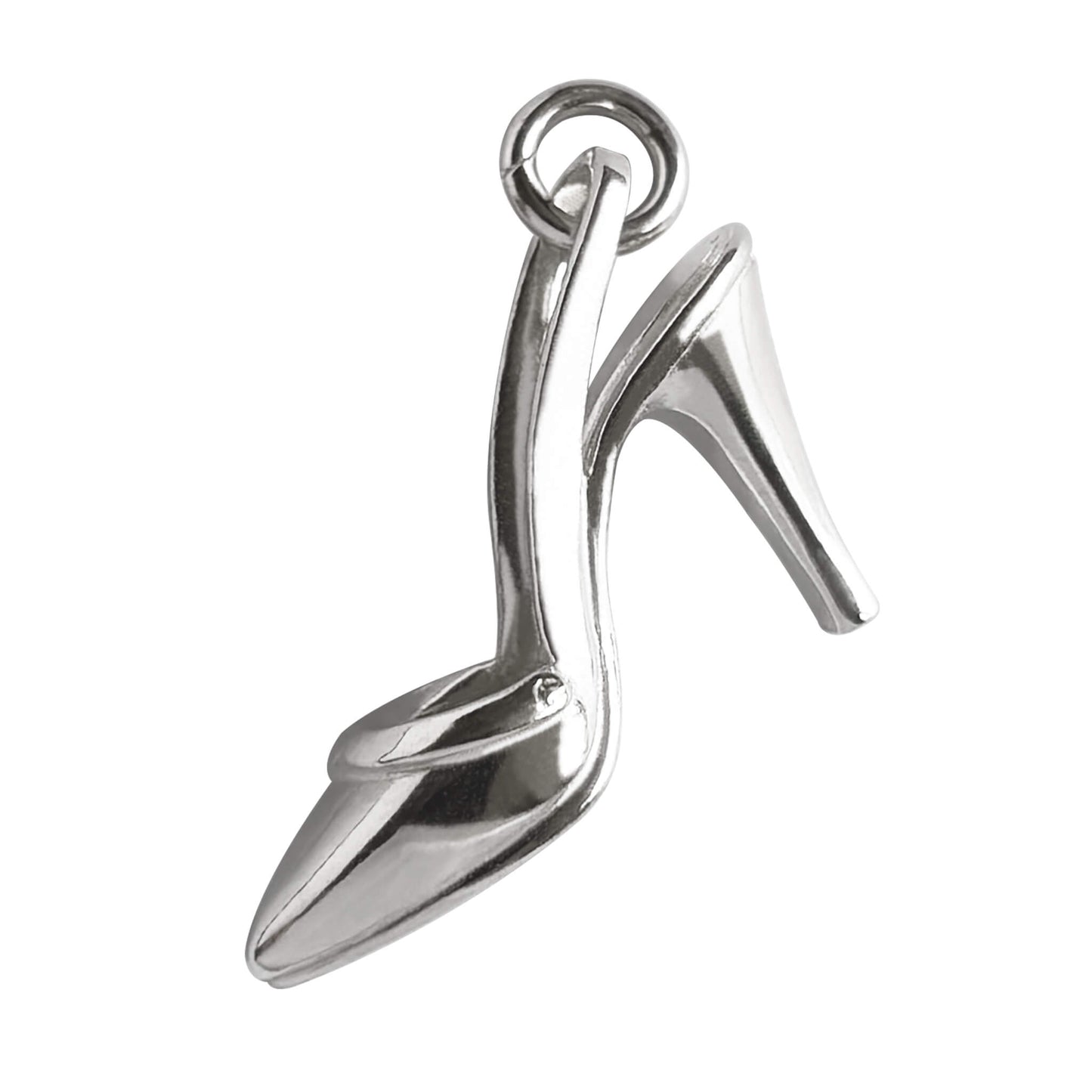 Stiletto shoe charm in sterling silver