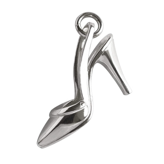 Stiletto shoe charm in sterling silver