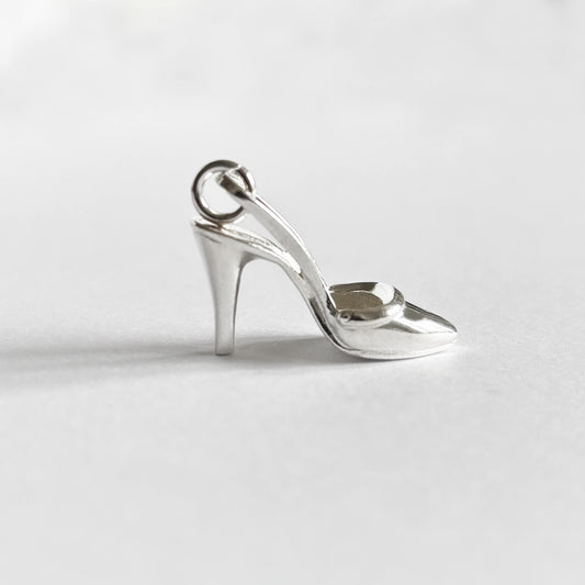 Stiletto shoe pendant in sterling silver