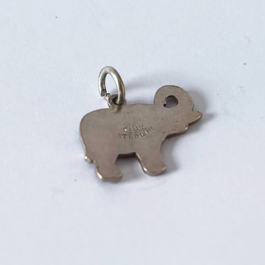 Silver elephant charm by TLM on a white background