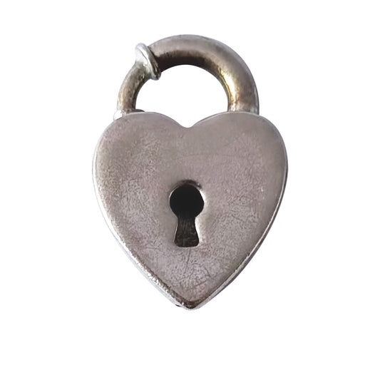 Heart-shaped silver padlock on a white background