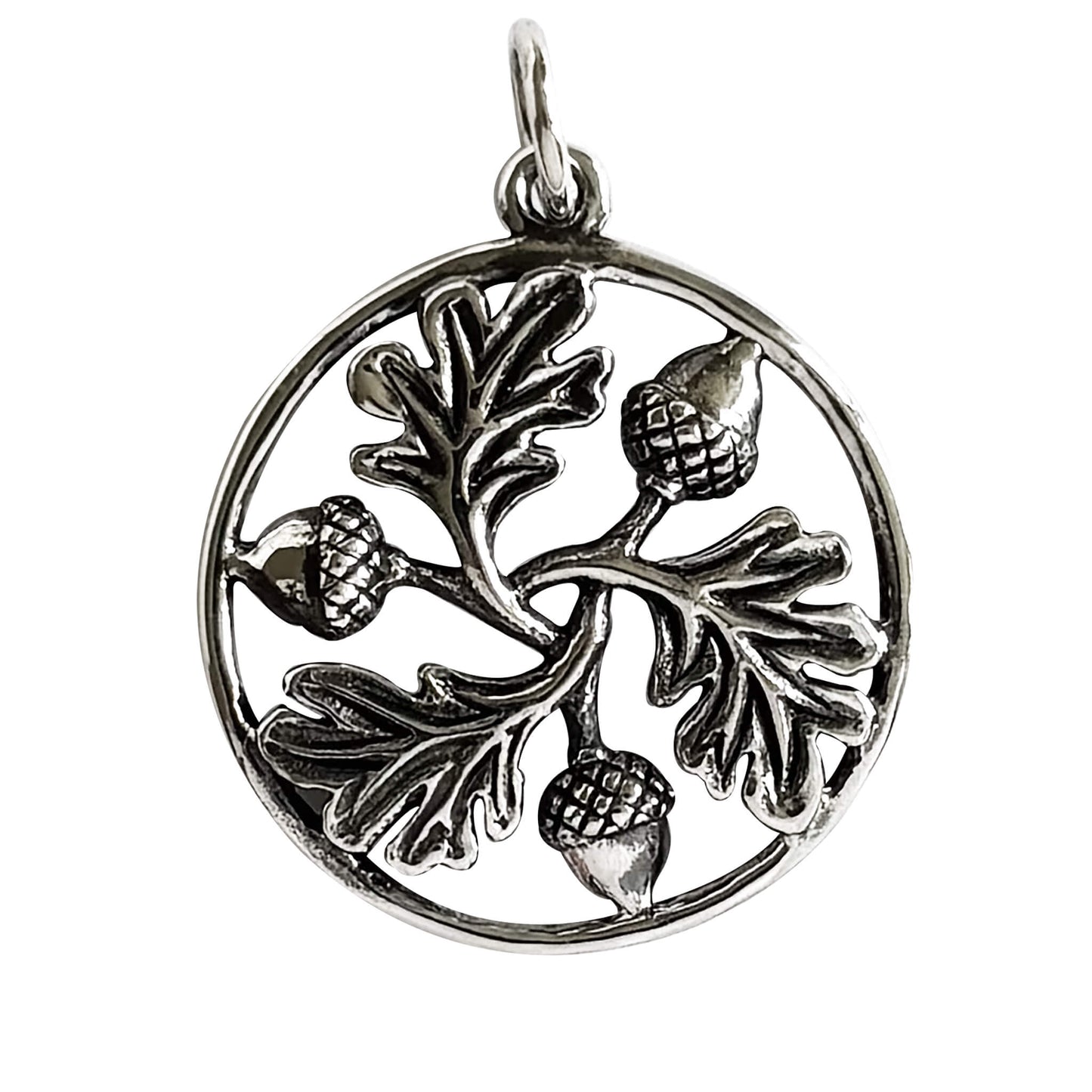 Acorns in Ring Charm in Sterling Silver
