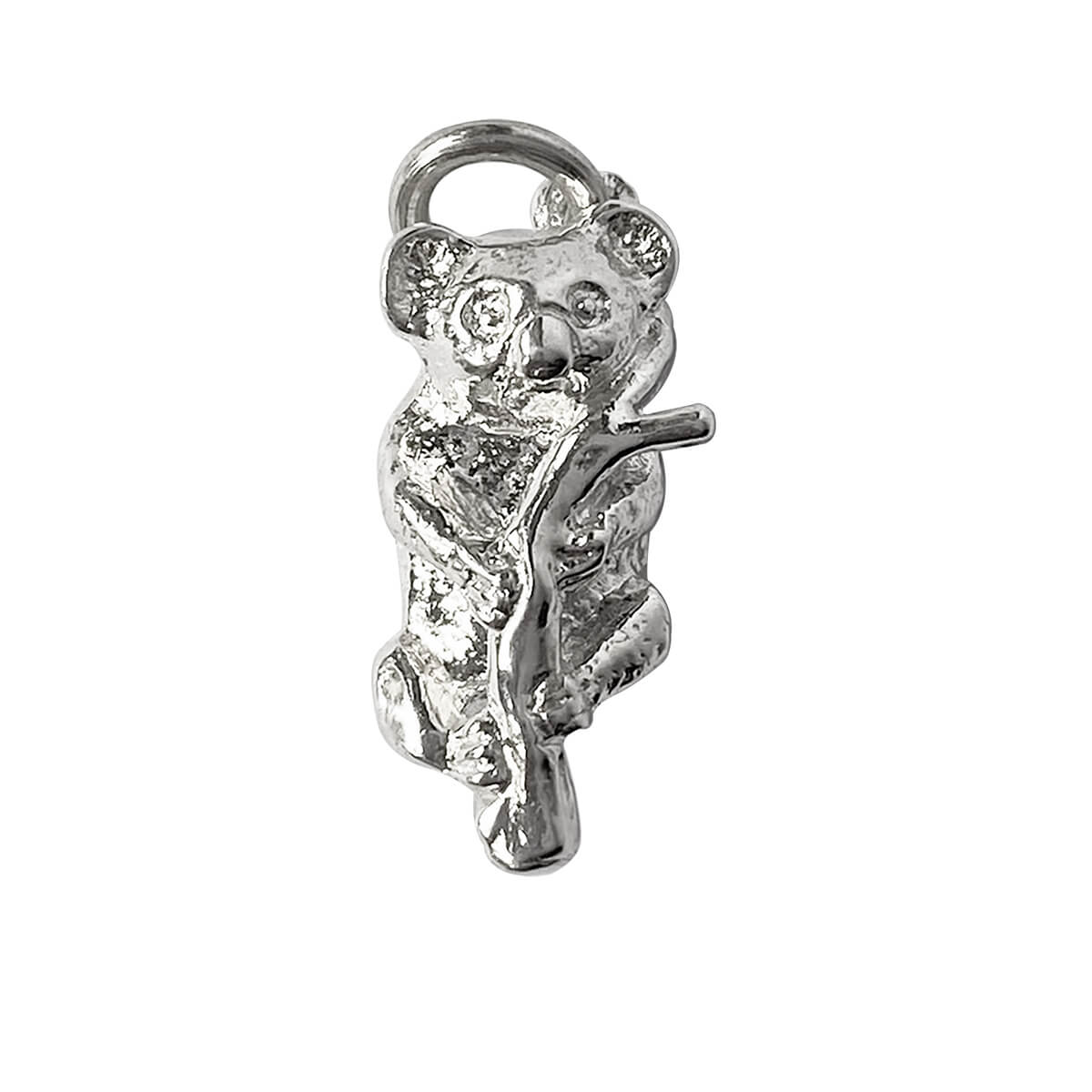 Sterling silver koala on branch charm
