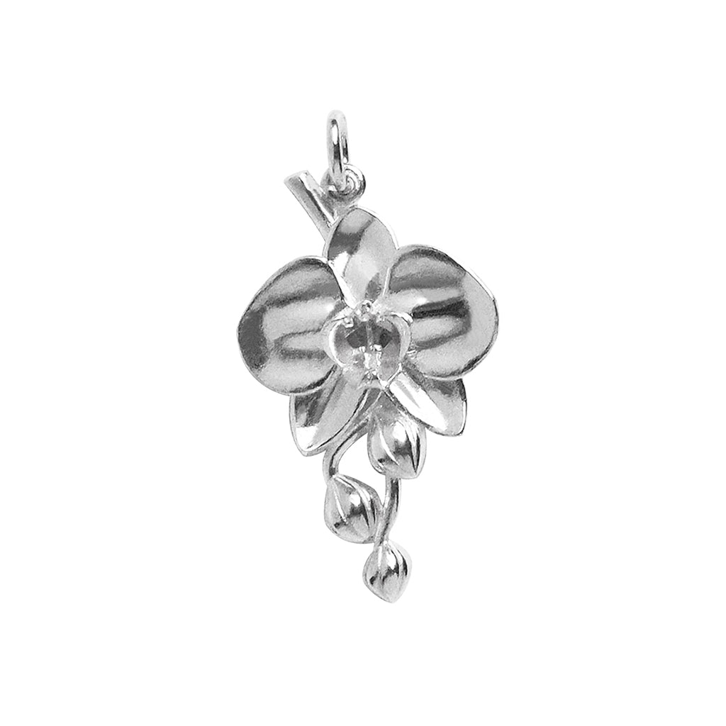 Moth Orchid flower charm or pendant in sterling silver or gold