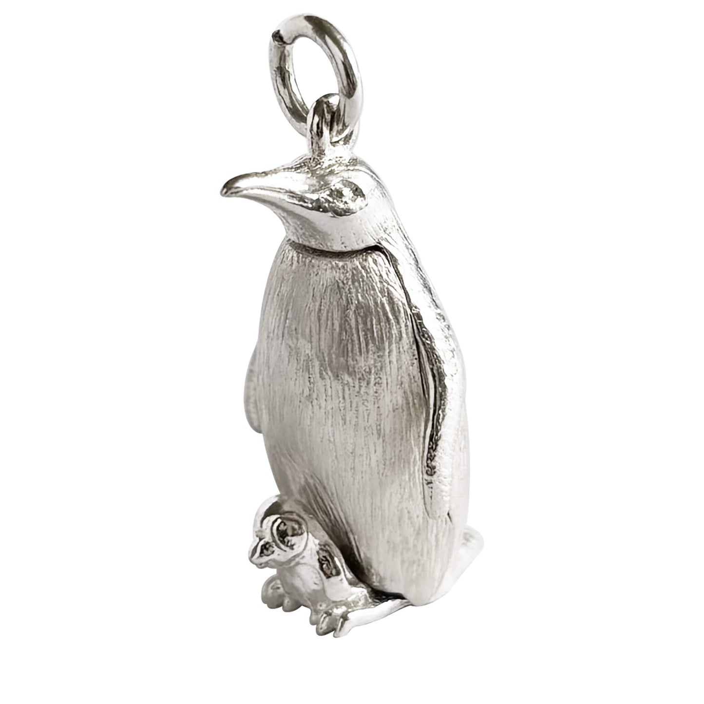 Emperor penguin and chick Charm in sterling silver