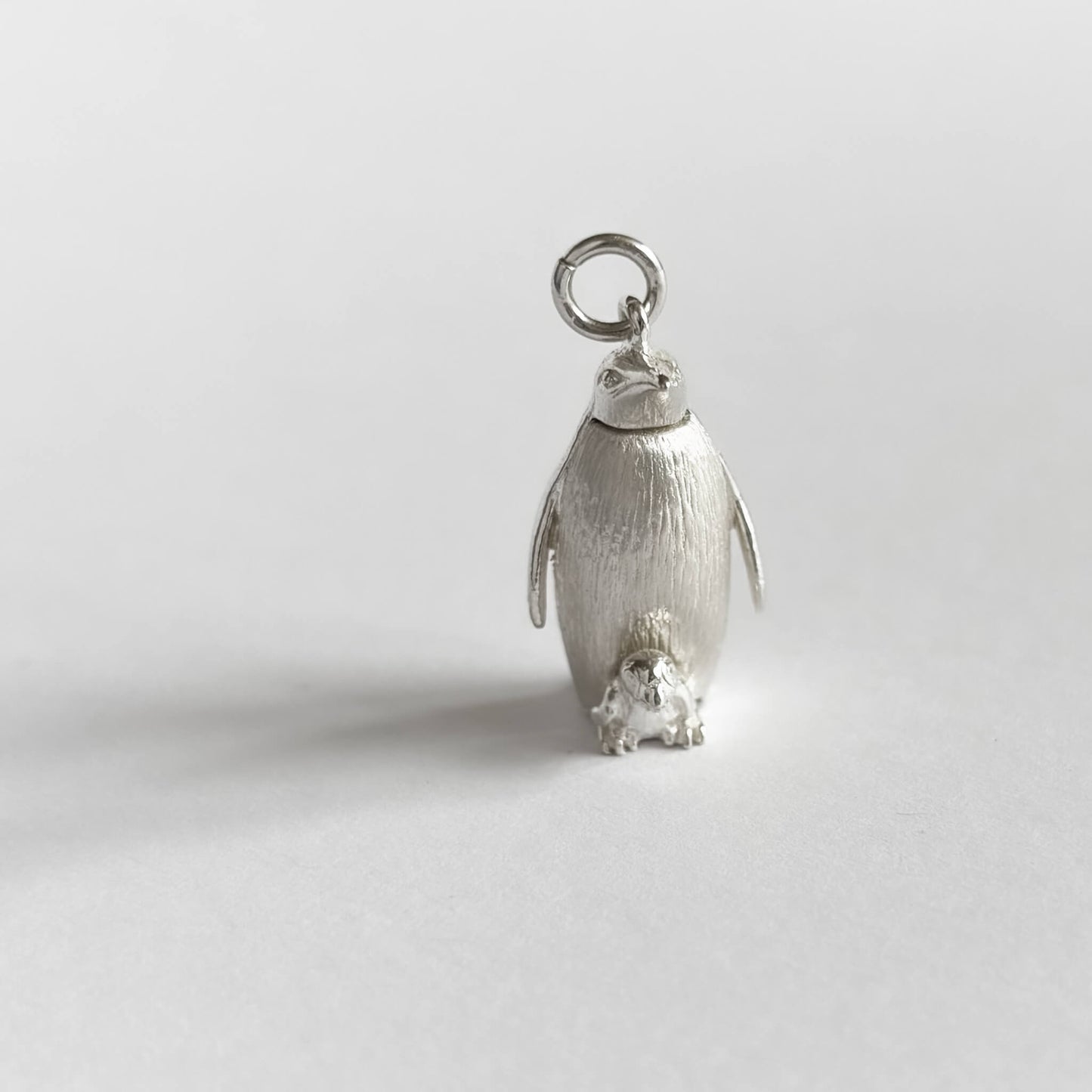 Sterling silver Emperor Penguin and Chick Pendant