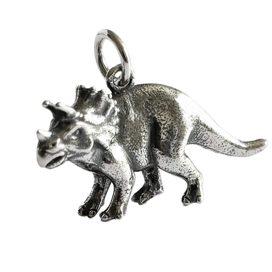 Triceratops Dinosaur Charm in Sterling Silver