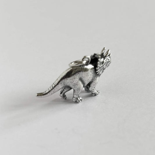 Triceratops Dinosaur Pendant in Sterling Silver