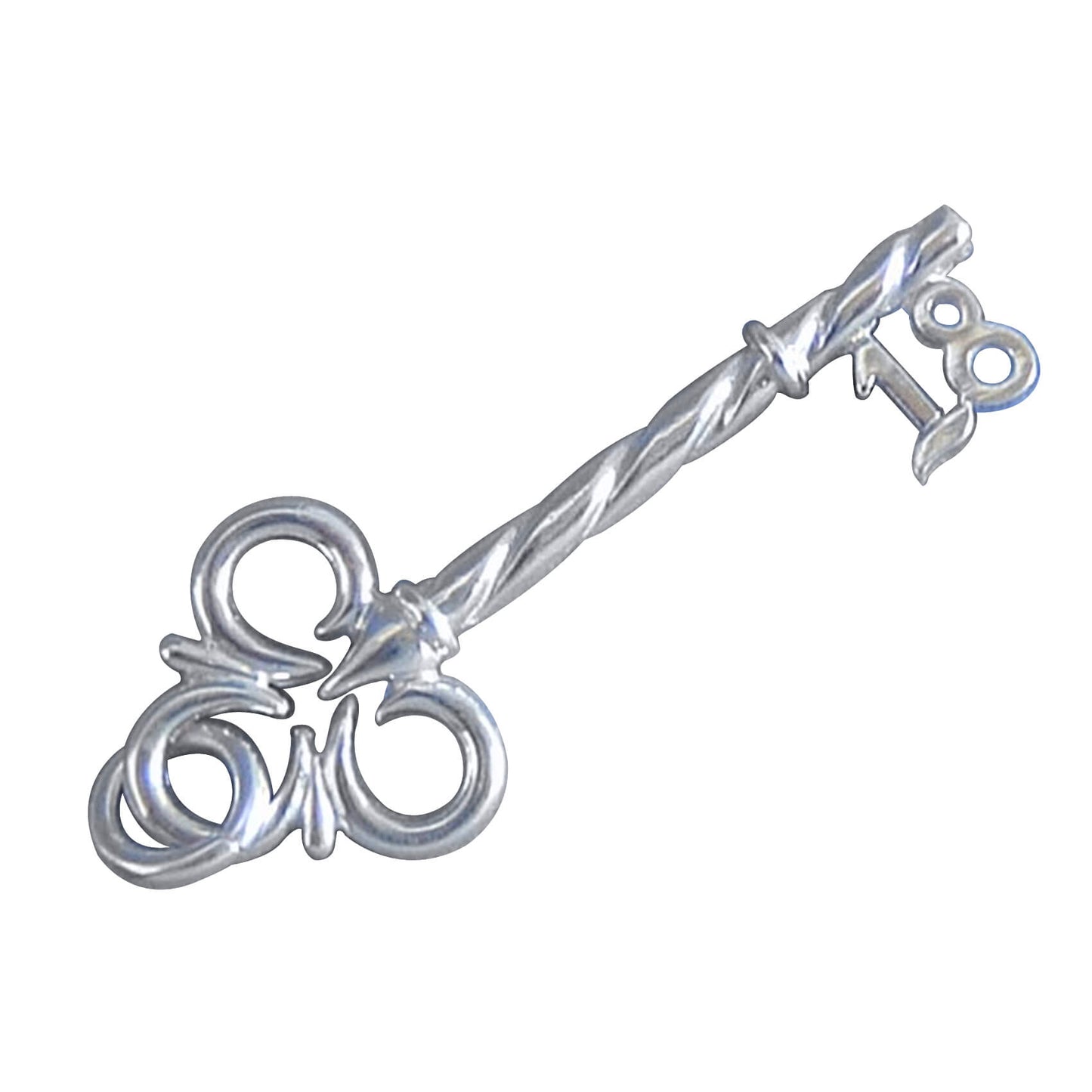 18th Birthday Key Charm Sterling Silver Anniversary Pendant