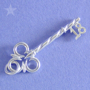 18th Birthday Key Charm Sterling Silver Anniversary Pendant