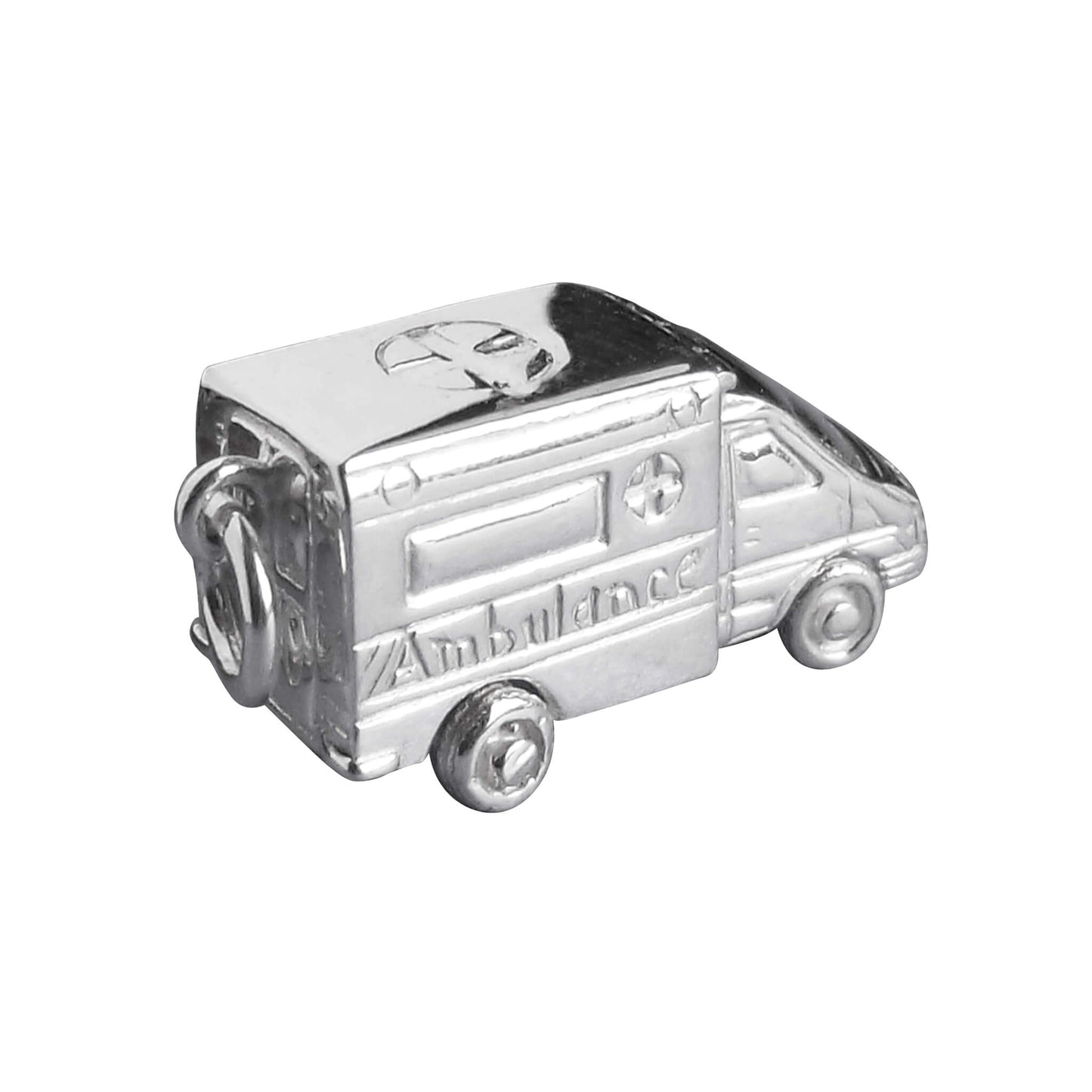 A realistic ambulance charm in sterling silver