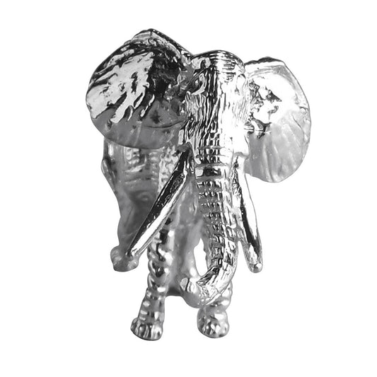 African Elephant Charm Sterling Silver Front