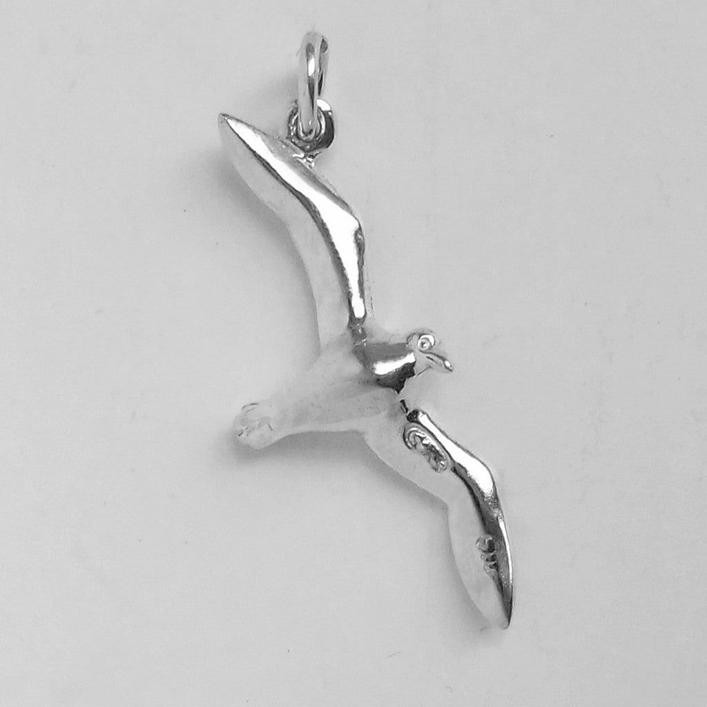 albatross in flight charm in sterling silver