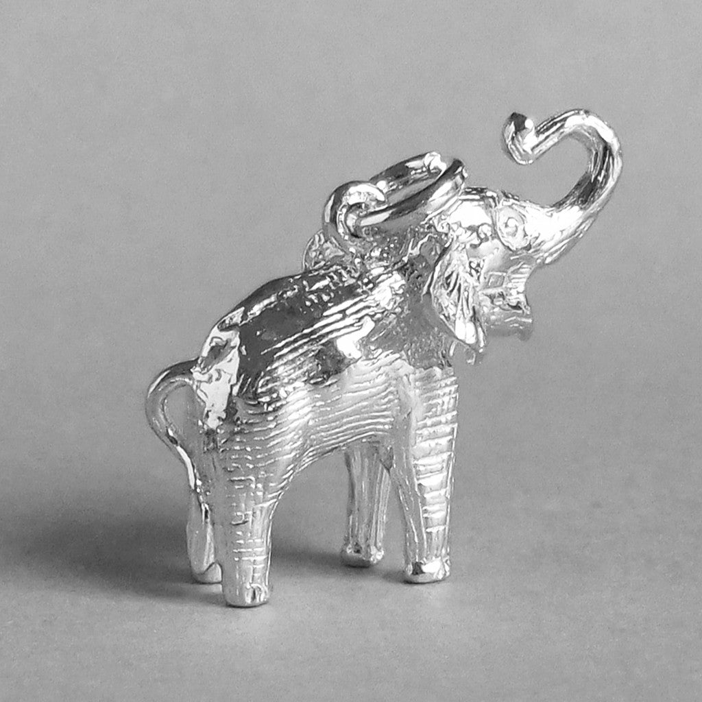 Asian Elephant Charm Sterling Silver Side