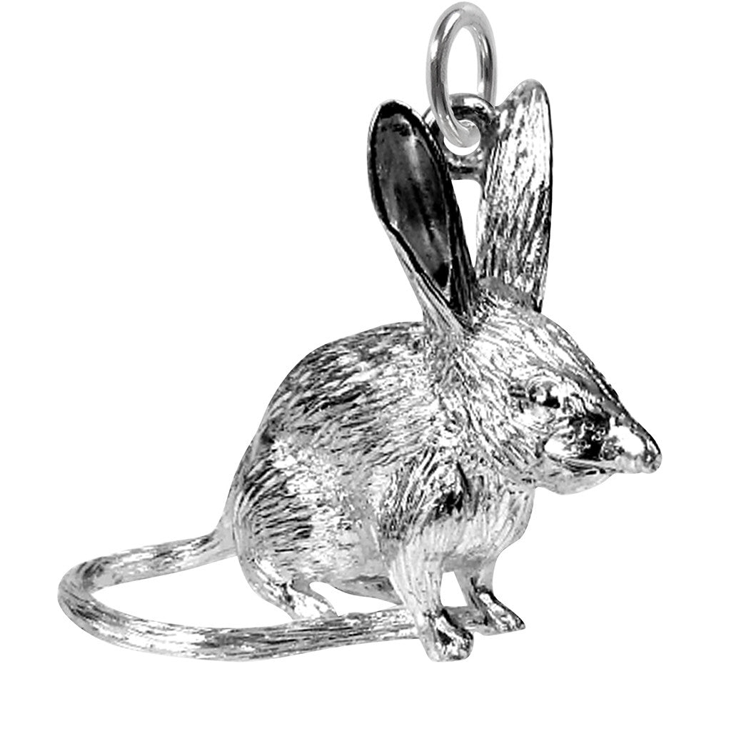 silver bilby charm on white background