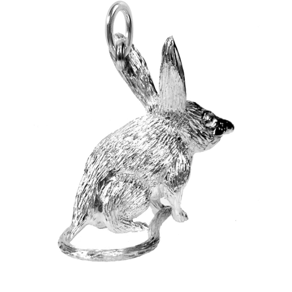 silver bilby charm on white background
