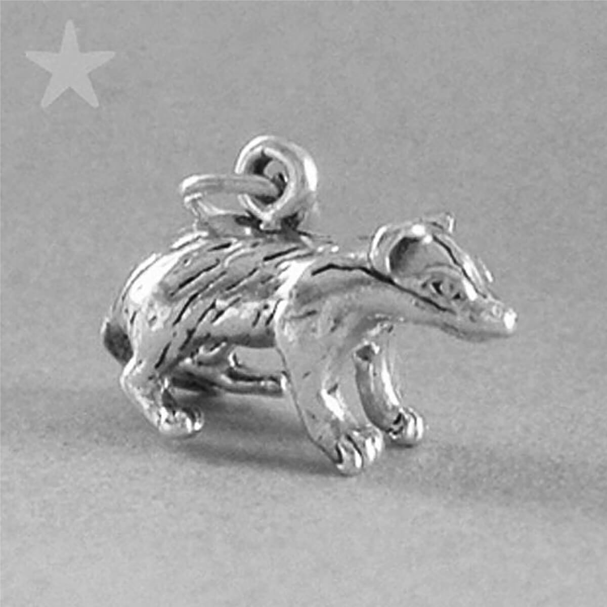 Badger Charm sterling silver animal pendant