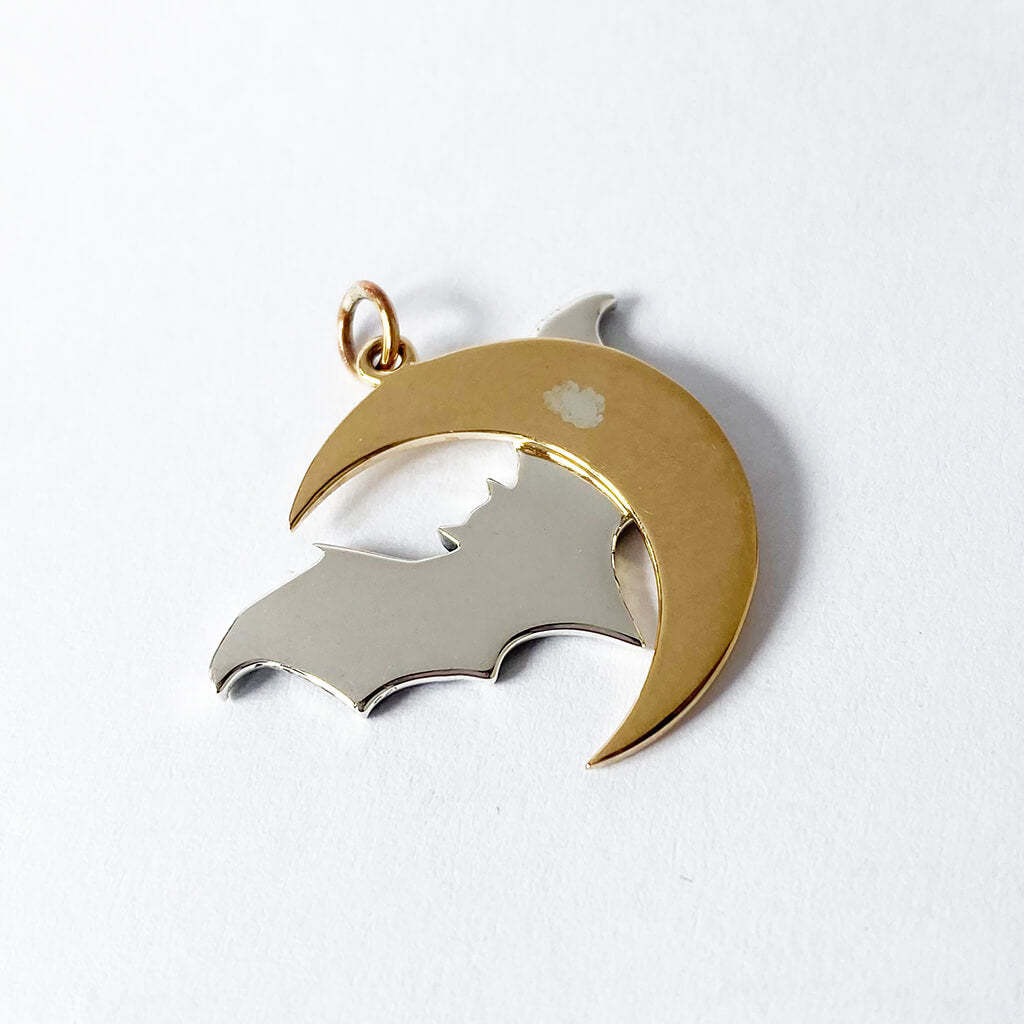 bat and moon charm