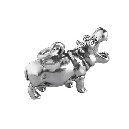 hippopotamus charm sterling silver African safari pendant