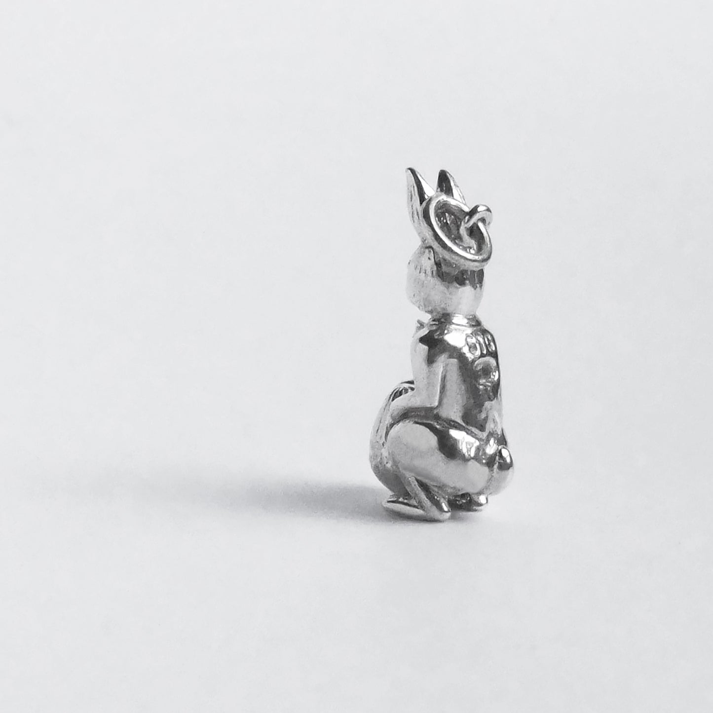 Easter Bunny Rabbit and Egg Charm Sterling Silver Pendant Reverse