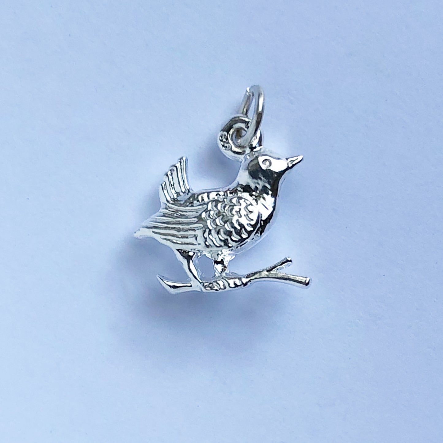 Wren charm sterling silver bird small pendant