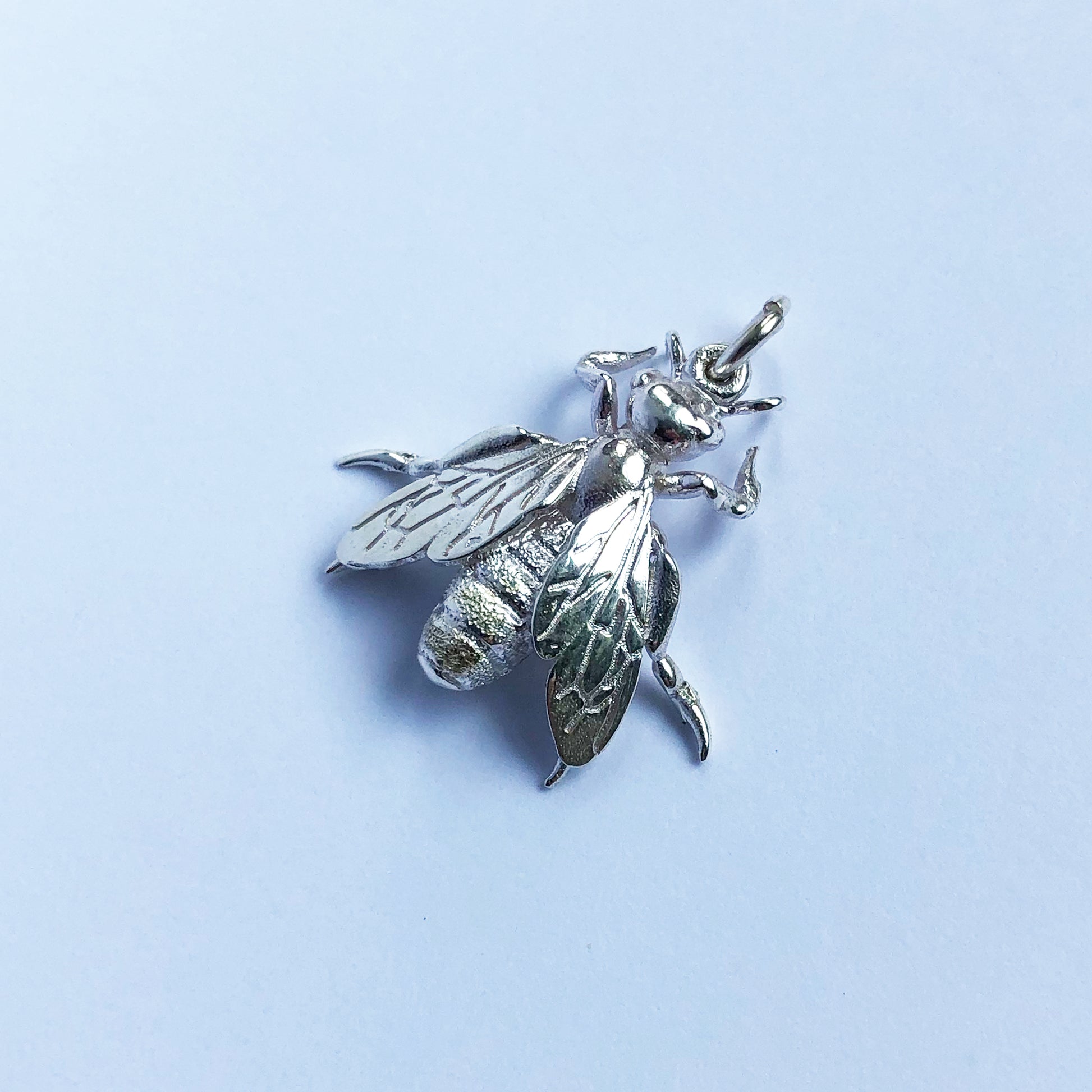 Bee Charm Sterling Silver or Gold 3D Pendant