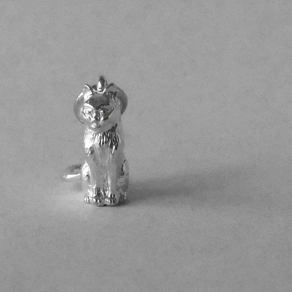 Cat charm sterling silver or gold pendant