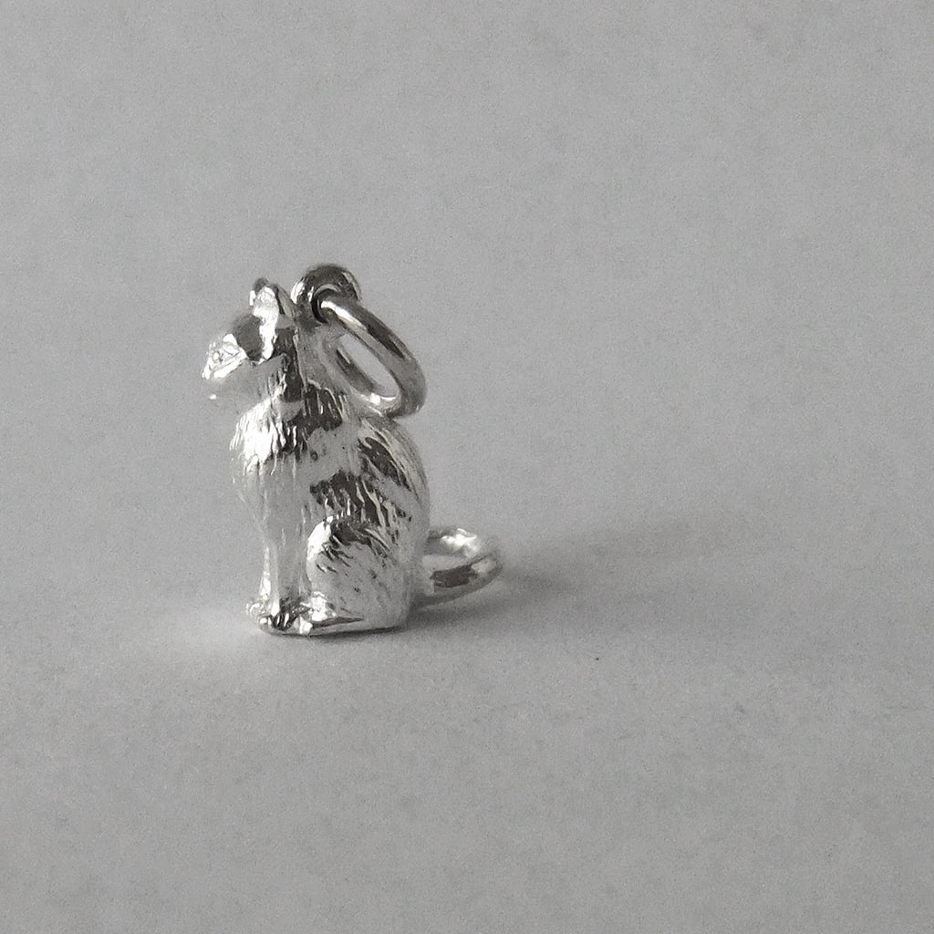Cat charm sterling silver or gold pendant
