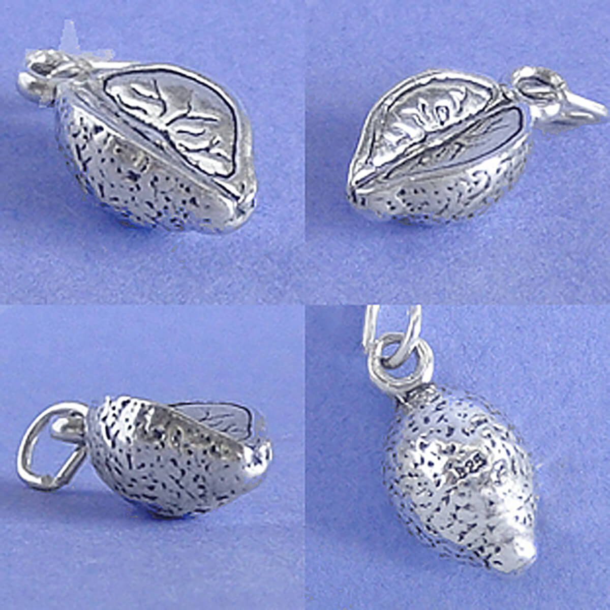 Lemon charm sterling silver citrus fruit pendant