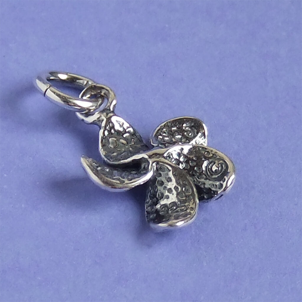 Frangipani plumeria flower charm sterling silver 925 pendant