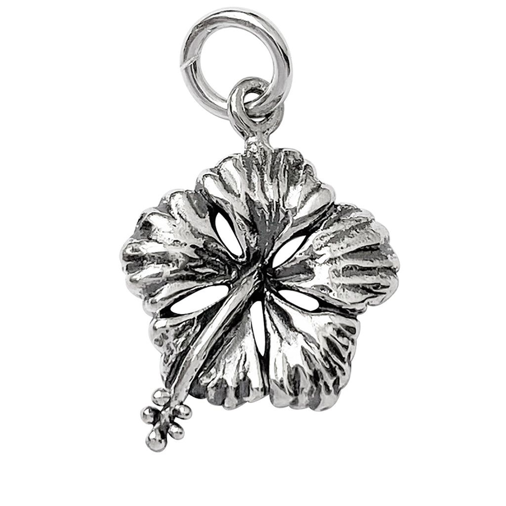 Hibiscus Flower Charm 925 Sterling Silver Pendant – Charmarama