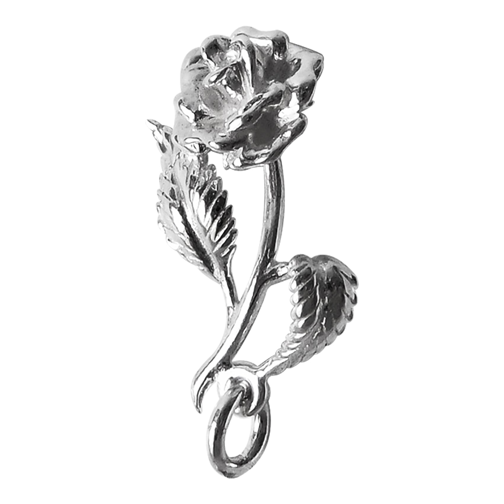 Rose Charm in Sterling Silver or Gold Pendant Charmarama