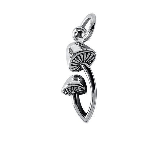 Small toadstools charm sterling silver pendant